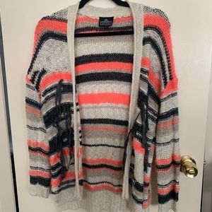 Neon and fringe knit cardigan